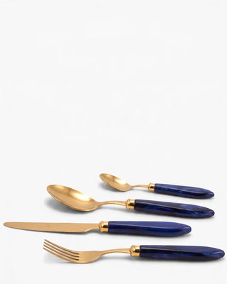 Rivadossi Sandro | Agata Oro gold PVD-coated stainless steel cutlery set with PMMA handle Blue 05 Set 24 - Buy now on ShopDecor - Discover the best products by RIVADOSSI SANDRO design
