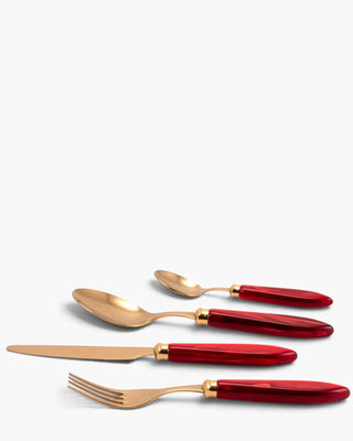 Rivadossi Sandro | Agata Oro gold PVD-coated stainless steel cutlery set with PMMA handle Bordeaux 08 Set 24 - Buy now on ShopDecor - Discover the best products by RIVADOSSI SANDRO design