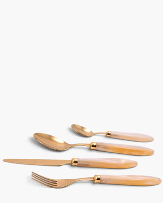 Rivadossi Sandro | Agata Oro gold PVD-coated stainless steel cutlery set with PMMA handle Ivory 12 Set 24 - Buy now on ShopDecor - Discover the best products by RIVADOSSI SANDRO design