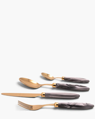 Rivadossi Sandro | Agata Oro gold PVD-coated stainless steel cutlery set with PMMA handle Light Grey 10 Set 24 - Buy now on ShopDecor - Discover the best products by RIVADOSSI SANDRO design