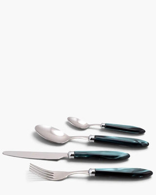 Rivadossi Sandro | Agata polished stainless steel cutlery set with PMMA handle Dark Green 06 Set 24 - Buy now on ShopDecor - Discover the best products by RIVADOSSI SANDRO design