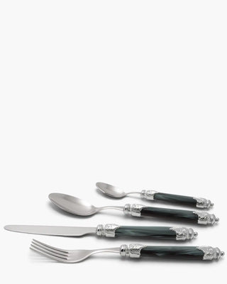 Rivadossi Sandro | Arianna Argento polished stainless steel cutlery set with PMMA handle and silver finish ring Dark Green 06 Set 24 - Buy now on ShopDecor - Discover the best products by RIVADOSSI SANDRO design