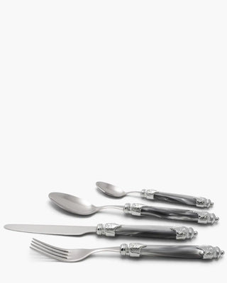 Rivadossi Sandro | Arianna Argento polished stainless steel cutlery set with PMMA handle and silver finish ring Light Grey 10 Set 24 - Buy now on ShopDecor - Discover the best products by RIVADOSSI SANDRO design