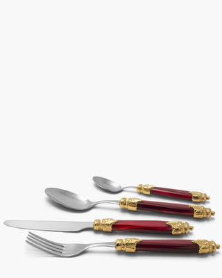 Rivadossi Sandro | Arianna Decò polished stainless steel cutlery set with PMMA handle and gold ring Bordeaux 08 Set 24 - Buy now on ShopDecor - Discover the best products by RIVADOSSI SANDRO design