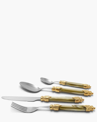 Rivadossi Sandro | Arianna Decò polished stainless steel cutlery set with PMMA handle and gold ring Champagne 02 Set 24 - Buy now on ShopDecor - Discover the best products by RIVADOSSI SANDRO design