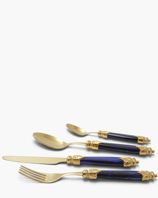 Rivadossi Sandro | Arianna Oro gold PVD-coated stainless steel cutlery set with PMMA handle Blue 05 Set 24 - Buy now on ShopDecor - Discover the best products by RIVADOSSI SANDRO design