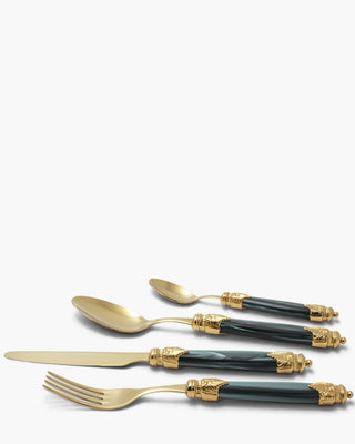 Rivadossi Sandro | Arianna Oro gold PVD-coated stainless steel cutlery set with PMMA handle Dark Green 06 Set 24 - Buy now on ShopDecor - Discover the best products by RIVADOSSI SANDRO design