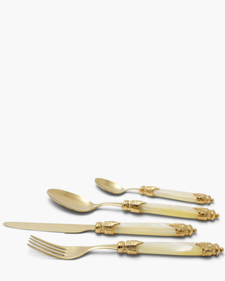 Rivadossi Sandro | Arianna Oro gold PVD-coated stainless steel cutlery set with PMMA handle Ivory 12 Set 24 - Buy now on ShopDecor - Discover the best products by RIVADOSSI SANDRO design