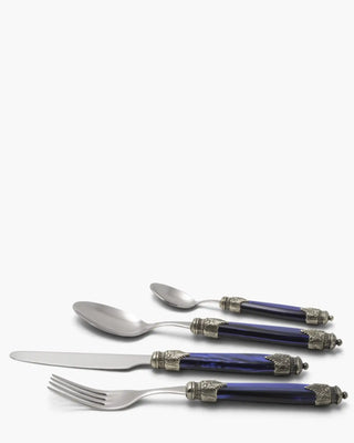 Rivadossi Sandro | Arianna polished stainless steel cutlery set with PMMA handle and antique finish ring Blue 05 Set 24 - Buy now on ShopDecor - Discover the best products by RIVADOSSI SANDRO design