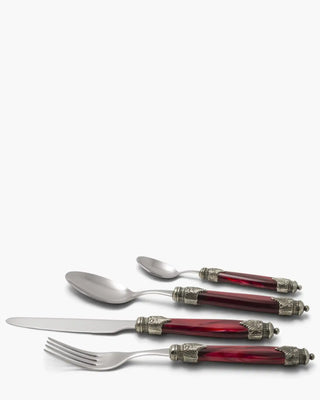 Rivadossi Sandro | Arianna polished stainless steel cutlery set with PMMA handle and antique finish ring Bordeaux 08 Set 24 - Buy now on ShopDecor - Discover the best products by RIVADOSSI SANDRO design
