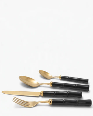 Rivadossi Sandro | Bamboo Oro gold PVD-coated stainless steel cutlery set with PMMA handle Black 11 Set 24 - Buy now on ShopDecor - Discover the best products by RIVADOSSI SANDRO design