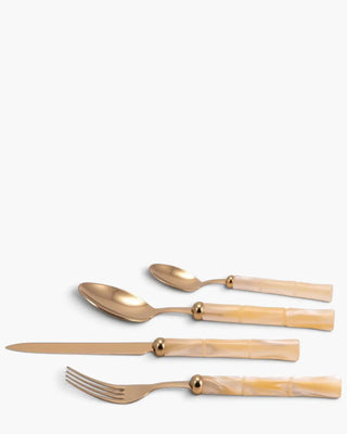 Rivadossi Sandro | Bamboo Oro gold PVD-coated stainless steel cutlery set with PMMA handle Ivory 12 Set 24 - Buy now on ShopDecor - Discover the best products by RIVADOSSI SANDRO design