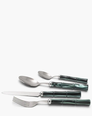 Rivadossi Sandro | Bamboo polished stainless steel cutlery set with PMMA handle Dark Green 06 Set 24 - Buy now on ShopDecor - Discover the best products by RIVADOSSI SANDRO design