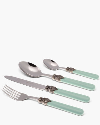 Rivadossi Sandro | Classic polished stainless steel cutlery set with ABS handle and antique finish ring Aqua green 26 Set 24 - Buy now on ShopDecor - Discover the best products by RIVADOSSI SANDRO design