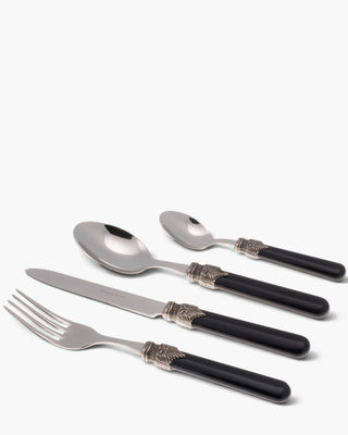 Rivadossi Sandro | Classic polished stainless steel cutlery set with ABS handle and antique finish ring Black 11 Set 24 - Buy now on ShopDecor - Discover the best products by RIVADOSSI SANDRO design