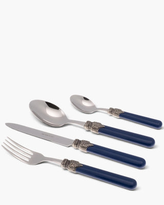 Rivadossi Sandro | Classic polished stainless steel cutlery set with ABS handle and antique finish ring Blue 05 Set 24 - Buy now on ShopDecor - Discover the best products by RIVADOSSI SANDRO design
