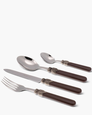 Rivadossi Sandro | Classic polished stainless steel cutlery set with ABS handle and antique finish ring Brown 09 Set 24 - Buy now on ShopDecor - Discover the best products by RIVADOSSI SANDRO design
