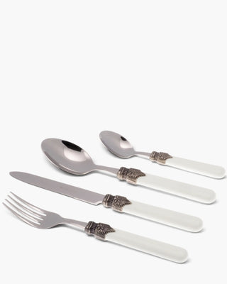 Rivadossi Sandro | Classic polished stainless steel cutlery set with ABS handle and antique finish ring Cotton White 03 Set 24 - Buy now on ShopDecor - Discover the best products by RIVADOSSI SANDRO design