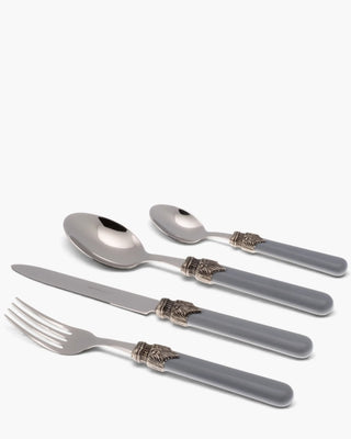 Rivadossi Sandro | Classic polished stainless steel cutlery set with ABS handle and antique finish ring Light Grey 10 Set 24 - Buy now on ShopDecor - Discover the best products by RIVADOSSI SANDRO design