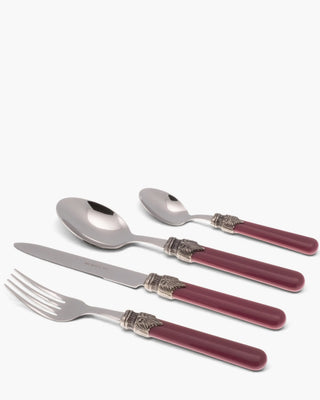 Rivadossi Sandro | Classic polished stainless steel cutlery set with ABS handle and antique finish ring Horthensia 17 Set 24 - Buy now on ShopDecor - Discover the best products by RIVADOSSI SANDRO design