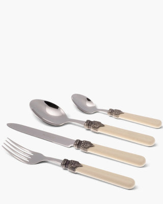 Rivadossi Sandro | Classic polished stainless steel cutlery set with ABS handle and antique finish ring Ivory 12 Set 24 - Buy now on ShopDecor - Discover the best products by RIVADOSSI SANDRO design