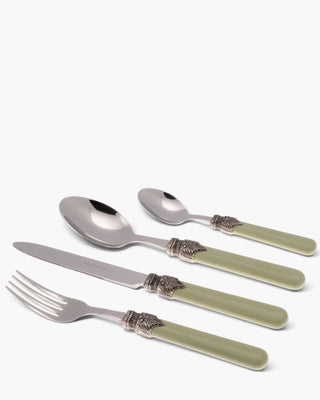 Rivadossi Sandro | Classic polished stainless steel cutlery set with ABS handle and antique finish ring Sage Green 16 Set 24 - Buy now on ShopDecor - Discover the best products by RIVADOSSI SANDRO design