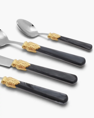Rivadossi Sandro | Elena Decò polished stainless steel cutlery set with PMMA handle and gold ring - Buy now on ShopDecor - Discover the best products by RIVADOSSI SANDRO design