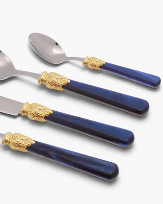 Rivadossi Sandro | Elena Decò polished stainless steel cutlery set with PMMA handle and gold ring - Buy now on ShopDecor - Discover the best products by RIVADOSSI SANDRO design