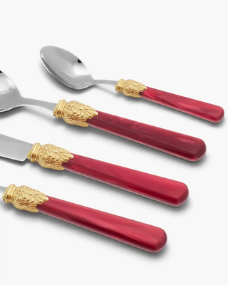Rivadossi Sandro | Elena Decò polished stainless steel cutlery set with PMMA handle and gold ring - Buy now on ShopDecor - Discover the best products by RIVADOSSI SANDRO design