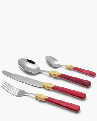Rivadossi Sandro | Elena Decò polished stainless steel cutlery set with PMMA handle and gold ring Bordeaux 08 Set 24 - Buy now on ShopDecor - Discover the best products by RIVADOSSI SANDRO design