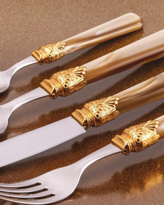 Rivadossi Sandro | Elena Decò polished stainless steel cutlery set with PMMA handle and gold ring - Buy now on ShopDecor - Discover the best products by RIVADOSSI SANDRO design
