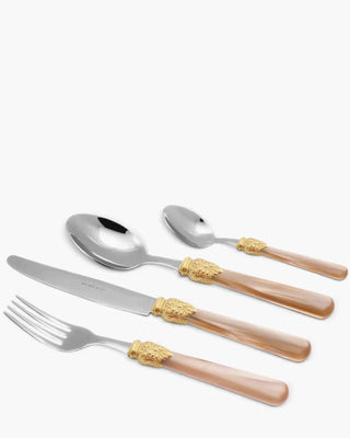 Rivadossi Sandro | Elena Decò polished stainless steel cutlery set with PMMA handle and gold ring Champagne 02 Set 24 - Buy now on ShopDecor - Discover the best products by RIVADOSSI SANDRO design