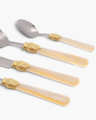 Rivadossi Sandro | Elena Decò polished stainless steel cutlery set with PMMA handle and gold ring - Buy now on ShopDecor - Discover the best products by RIVADOSSI SANDRO design