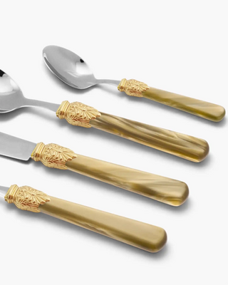 Rivadossi Sandro | Elena Decò polished stainless steel cutlery set with PMMA handle and gold ring - Buy now on ShopDecor - Discover the best products by RIVADOSSI SANDRO design