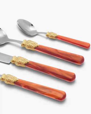 Rivadossi Sandro | Elena Decò polished stainless steel cutlery set with PMMA handle and gold ring - Buy now on ShopDecor - Discover the best products by RIVADOSSI SANDRO design