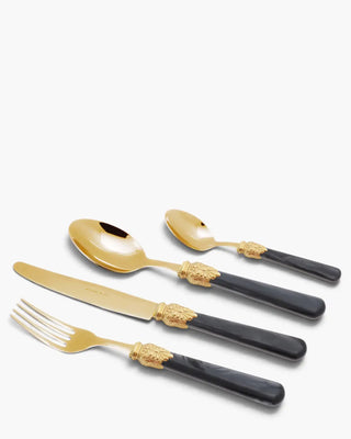 Rivadossi Sandro | Elena Oro gold PVD-coated stainless steel cutlery set with PMMA handle Black 11 Set 24 - Buy now on ShopDecor - Discover the best products by RIVADOSSI SANDRO design