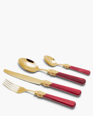 Rivadossi Sandro | Elena Oro gold PVD-coated stainless steel cutlery set with PMMA handle Bordeaux 08 Set 24 - Buy now on ShopDecor - Discover the best products by RIVADOSSI SANDRO design