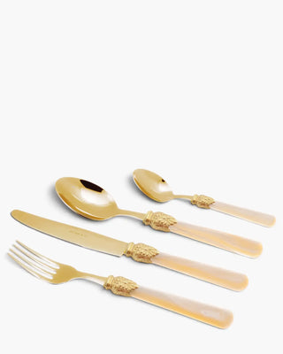 Rivadossi Sandro | Elena Oro gold PVD-coated stainless steel cutlery set with PMMA handle Ivory 12 Set 24 - Buy now on ShopDecor - Discover the best products by RIVADOSSI SANDRO design