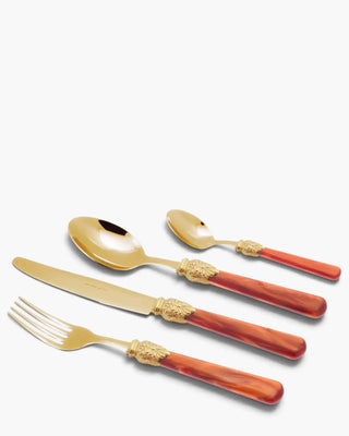 Rivadossi Sandro | Elena Oro gold PVD-coated stainless steel cutlery set with PMMA handle Orange 01 Set 24 - Buy now on ShopDecor - Discover the best products by RIVADOSSI SANDRO design
