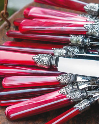 Rivadossi Sandro | Elena polished stainless steel cutlery set with PMMA handle and antique finish ring - Buy now on ShopDecor - Discover the best products by RIVADOSSI SANDRO design