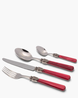 Rivadossi Sandro | Elena polished stainless steel cutlery set with PMMA handle and antique finish ring Bordeaux 08 Set 24 - Buy now on ShopDecor - Discover the best products by RIVADOSSI SANDRO design