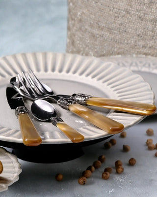 Rivadossi Sandro | Elena polished stainless steel cutlery set with PMMA handle and antique finish ring - Buy now on ShopDecor - Discover the best products by RIVADOSSI SANDRO design