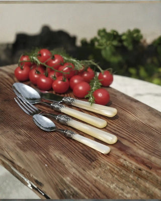 Rivadossi Sandro | Elena polished stainless steel cutlery set with PMMA handle and antique finish ring - Buy now on ShopDecor - Discover the best products by RIVADOSSI SANDRO design