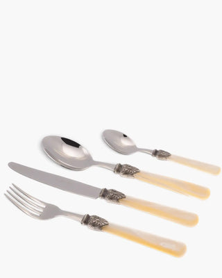Rivadossi Sandro | Elena polished stainless steel cutlery set with PMMA handle and antique finish ring Ivory 12 Set 24 - Buy now on ShopDecor - Discover the best products by RIVADOSSI SANDRO design