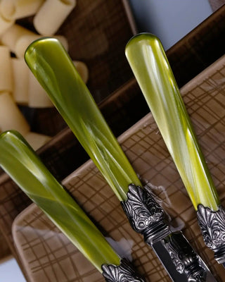 Rivadossi Sandro | Elena polished stainless steel cutlery set with PMMA handle and antique finish ring - Buy now on ShopDecor - Discover the best products by RIVADOSSI SANDRO design
