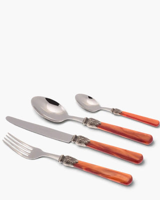 Rivadossi Sandro | Elena polished stainless steel cutlery set with PMMA handle and antique finish ring Orange 01 Set 24 - Buy now on ShopDecor - Discover the best products by RIVADOSSI SANDRO design