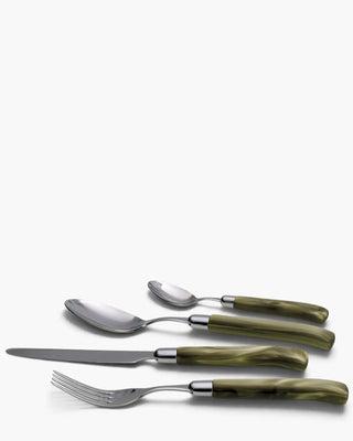 Rivadossi Sandro | Giada polished stainless steel cutlery set with PMMA handle Dark Green 06 Set 24 - Buy now on ShopDecor - Discover the best products by RIVADOSSI SANDRO design