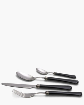 Rivadossi Sandro | Giulietta Antico stone-washed stainless steel cutlery set with PBT handle and antique finish ring Black 11 Set 24 - Buy now on ShopDecor - Discover the best products by RIVADOSSI SANDRO design