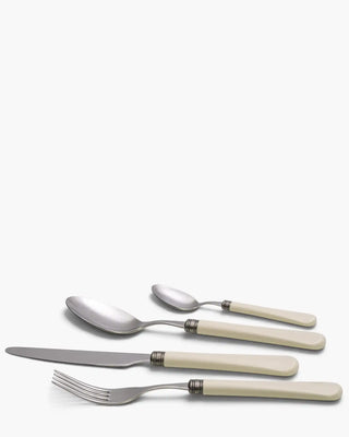 Rivadossi Sandro | Giulietta Antico stone-washed stainless steel cutlery set with PBT handle and antique finish ring Cream 12 Set 24 - Buy now on ShopDecor - Discover the best products by RIVADOSSI SANDRO design