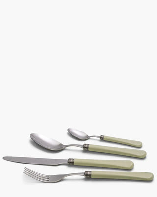 Rivadossi Sandro | Giulietta Antico stone-washed stainless steel cutlery set with PBT handle and antique finish ring Light Green 06 Set 24 - Buy now on ShopDecor - Discover the best products by RIVADOSSI SANDRO design